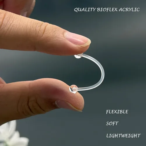 Vista 5 de 60 piezas de retenedores transparentes para cirugía, joyería de plástico Bioflex para pezón, lengua, nariz, tabique, cejas, cartílago, cartílago