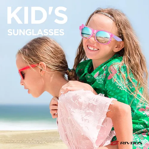 Vista 2 de RIVBOS RBK002 - Lentes de sol para niños y niñas, con correa polarizada, protección UV, flexible, de goma