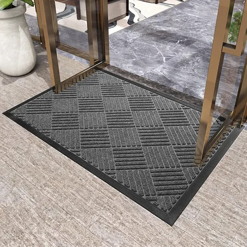 Vista 8 de Tapete de bienvenida para puerta de exterior, tapete de bienvenida para el hogar, tapete absorbente y a prueba de polvo, almohadillas de goma