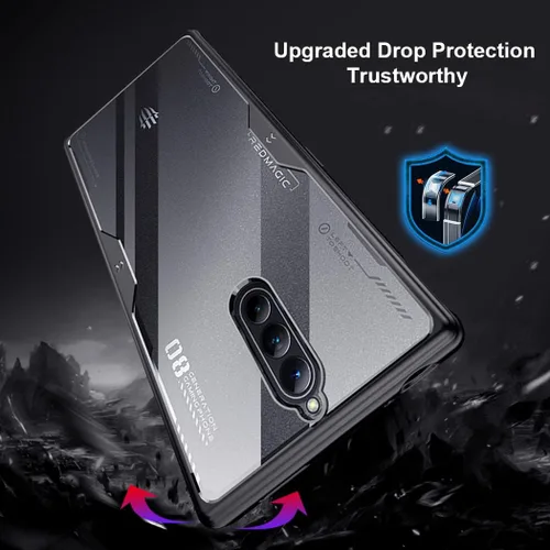Vista 5 de QUIETIP Funda para Red Magic 8 Pro / 8S Pro con protector de pantalla, parte trasera dura transparente de policarbonato a prueba de golpes, borde