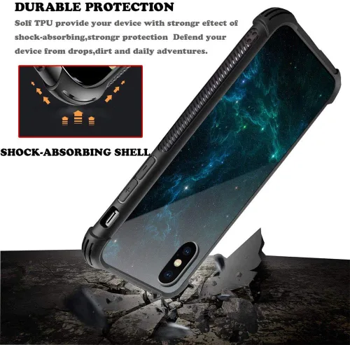 Vista 6 de CARLOCA Funda compatible con iPhone XR, iPhone XR para niños, hombres y jóvenes, diseño de nebulosa espacial, a prueba de golpes, antiarañazos