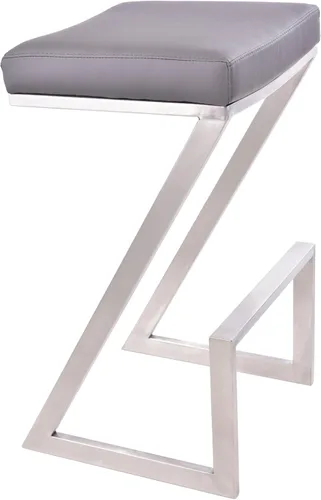 Vista 13 de Armen Living Atlantis Backless Faux Leather and Brushed Stainless Steel Bar Stool