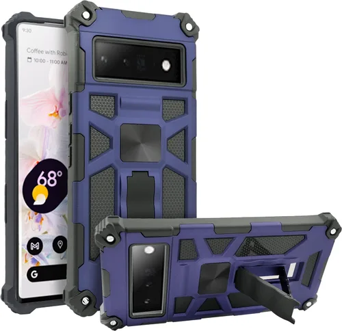 Vista 7 de Funda compatible con Google Pixel 6, funda para Google Pixel6, soporte magnético Hybid a prueba de golpes, grado militar, funda para teléfono (negro)