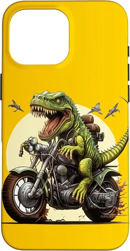 Vista 19 de Funda para iPhone 16 T-Rex Dinosaur Riding a Motorcycle