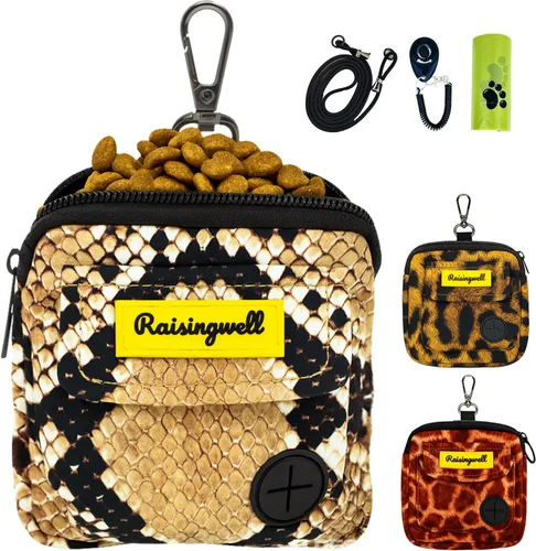 Vista 12 de Bolsa de golosinas para perros Raisingwell para caminar y entrenar con clicker, bolsas para excrementos pequeñas, riñonera con cierre, kit de A1.