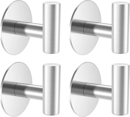 Vista 8 de HUFEEOH Ganchos adhesivos para toallas, ganchos de aluminio para toallas de baño, ganchos de pared para colgar, ganchos de pared adhesivos
