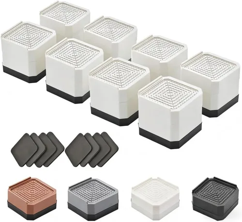 Vista 28 de EclatBain Elevadores rectangulares para cama, elevadores de muebles rectangulares de alta resistencia, con bloques ajustables de elevación de hasta
