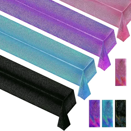 Vista 27 de Just Shimmer Mantel holográfico azul claro de 40" x 108" Decoración de fiesta rosa fuerte Día de San Valentín Fiesta de cumpleaños Decoración