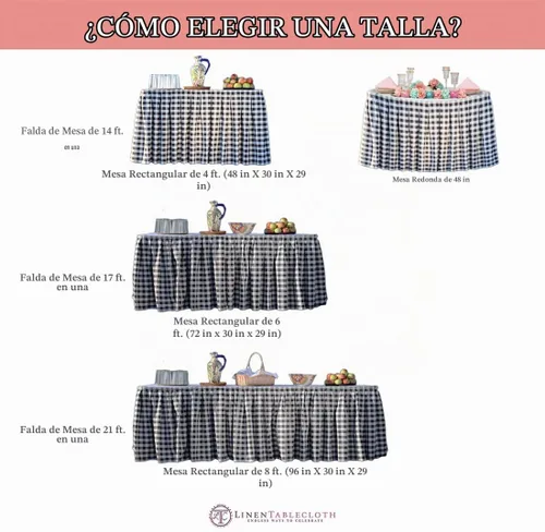 Vista 3 de LTC LINENS Falda de mesa negra para mesa rectangular de 6 pies, falda de mesa de 17 pies, tela de poliéster, mantel de banquete para bodas, bufés