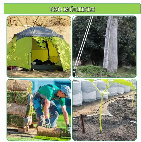 Vista 6 de Paquete de 30 estacas de jardín de 10 pulgadas, estacas de plástico resistentes para carpa, estacas de anclaje para bordes, terrazas, tablas Marrón