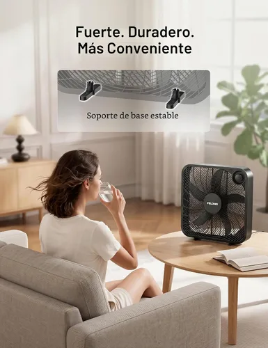 Vista 8 de PELONIS Ventilador de caja de 3 velocidades de 20 pulgadas para dormitorio Negro
