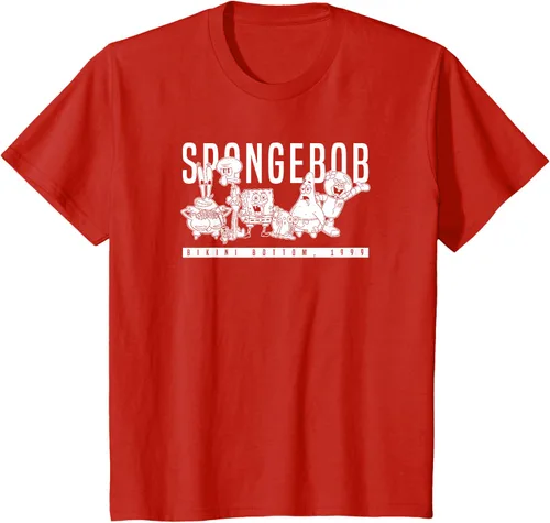 Vista 3 de Bob Esponja Vintage Group Simple Logo Camiseta, Negro