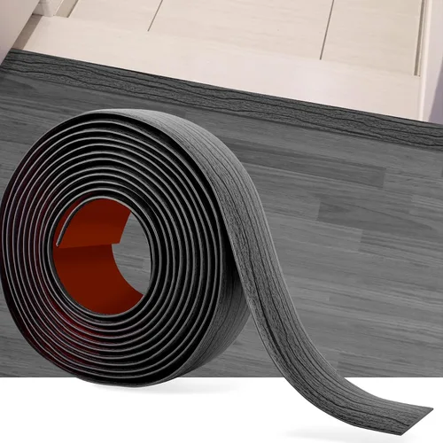 Vista 12 de Tira de transición de piso de 3.3 pies, autoadhesiva, cubierta de vinilo, tira de transición divisora plana, diseño de grano de madera para huecos