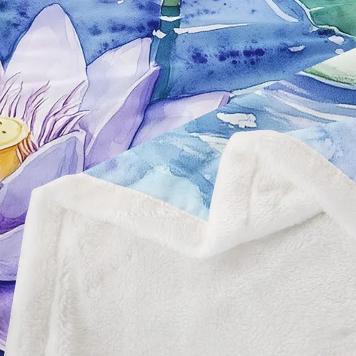 Vista 6 de Manfei Manta de flores de loto morado, manta de cama bohemia con libélula para niños, niñas, adultos, manta floral de acuarela para sofá, manta