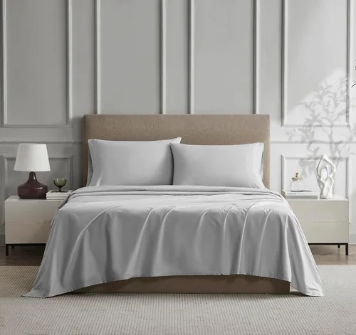 Vista 18 de Linen Closet Sábana bajera ajustable de 100% algodón solamente - Tamaño Full, azul - Tejido de percal nítido, fresco y transpirable, bolsillo