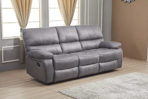 Vista 3 de Betsy Furniture 8007 - Juego de sofá reclinable de microfibra para sala de estar (Gris, Sofá)