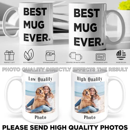Vista 4 de Taza de café con foto personalizada, 11-15 onzas, taza personalizada con imagen, texto y nombre, regalos personalizados para novio, novia, mejor