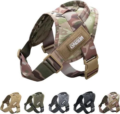 Vista 10 de EXCELLENT ELITE SPANKER - Arnés táctico para perro, fácil control Adjustable Nylon Training Military Patrol No-Pull Pet Harness with Handle for