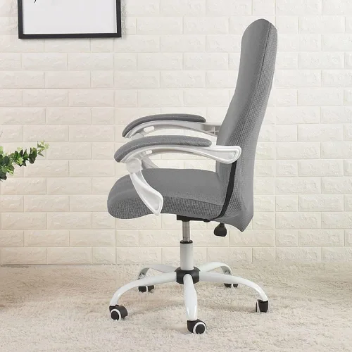 Vista 4 de LINGXIYA Funda elástica para silla de oficina, suave y cómoda, de tela de grano de maíz, resistente al agua, resistente a derrames, funda para silla