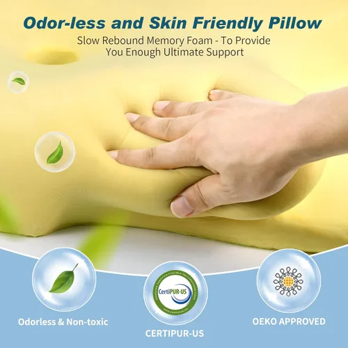 Vista 3 de Almohada Cervical para el Cuello - Almohada Ergonómica Refrescante de Apoyo para el Cuello para Dormir, Almohadas Ortopédicas de Espuma con Memoria