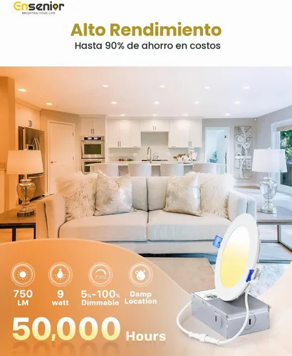 Vista 2 de Ensenior Paquete de 24 luces LED empotrables de 4 pulgadas, oblea regulable Blanco-5CCT
