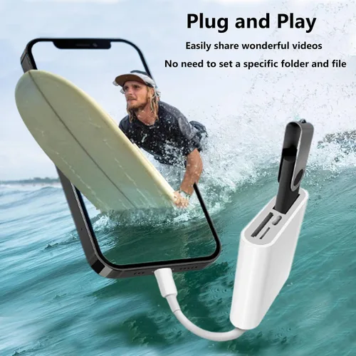 Vista 7 de Lector de tarjetas SD para iPhone Lightning a 4 en 1 Adaptador de cámara USB compatible hembra OTG Micro SD TF lector de tarjetas de memoria