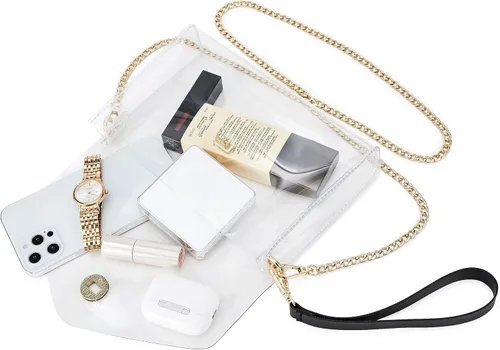 Vista 4 de Bolsa transparente aprobada para estadios: ideal para controles de seguridad rápidos, bolso pequeño transparente para mujer