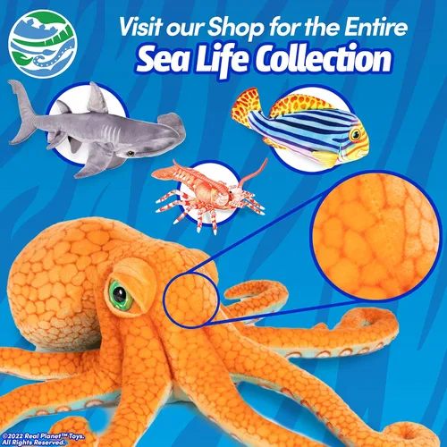 Vista 4 de Real Planet Juguete de peluche de tiburón, regalo realista para niños de todas las edades, animal de peluche grande y suave, regalos de cumpleaños