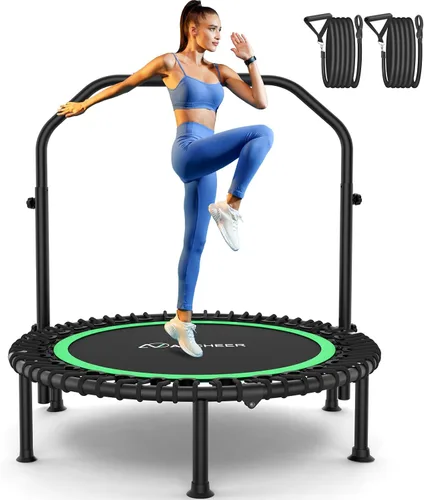 Vista 11 de ANCHEER Fitness Trampoline,40"/48" Bungee Rebounder with Adjustable Handle 450-550 LBS Capacity/Waterproof & UV-Resistant Materials Indoor &
