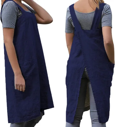 Vista 20 de WROLEM Women's Cross Back Pinafore Apron with Large Pockets Home Kitchen, Restaurant, Coffee house,Cooking Gardening Works