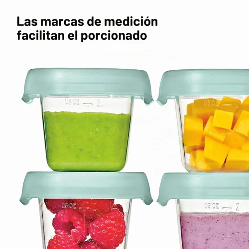 Vista 3 de OXO Tot Baby Blocks - Contenedores de almacenamiento para congelador (2 onzas), ópalo