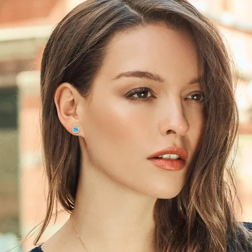 Vista 272 de Gem Stone King Aretes de plata de ley 925 de 0.236 in con piedra natal redonda para mujer