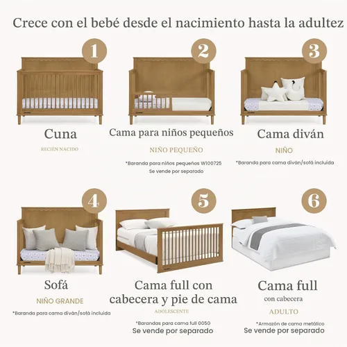 Vista 4 de Delta Children Penelope - Cuna convertible 6 en 1, certificado Greenguard Gold, bellota Acorn