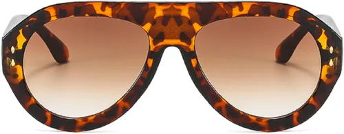 Vista 10 de Gafas de sol de piloto de moda populares para mujer, sombras UV400 Remaches retro decoración gradiente tendencia hombres gafas de sol redondas Rojo