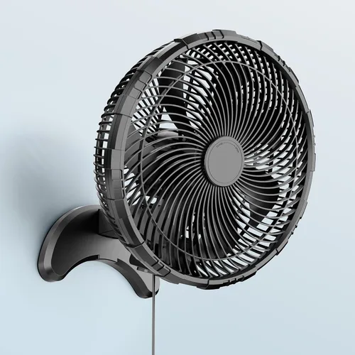 Vista 7 de Koonie - Ventilador de pared de 8'', ventilador pequeño silencioso de pared con temporizador, control remoto cableado de 8.2 pies, oscilación