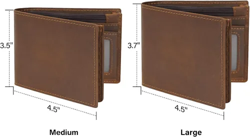 Vista 2 de Polare - Cartera plegable de piel de caballo loco natural para hombre, con bloqueo RFID