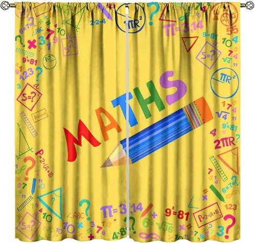 Vista 25 de Cortinas opacas para ventanas de ciencia para niños, lupa de libro de laboratorio de ciencia, lupa, frascos moleculares, cortinas impresas