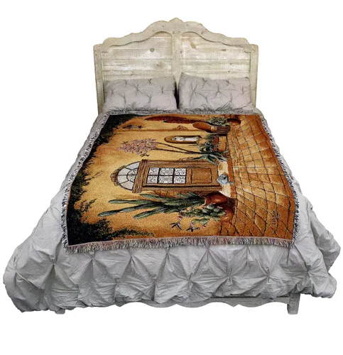 Vista 2 de Pure Country Weavers Casa Bonita Manta – Tapiz de regalo escénico del suroeste tejido de algodón, fabricado en los Estados Unidos (72 x 54 pulgadas)