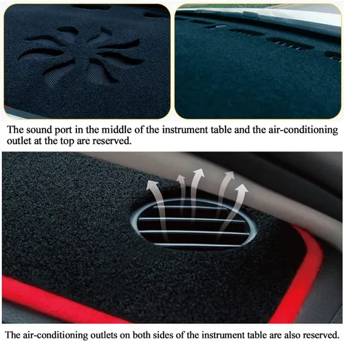 Vista 3 de Cubierta de tablero personalizada para Kia Optima 2016, 2017, 2018, 2019, 2020, decoración interior antideslizante, protector de rayos UV, Negro