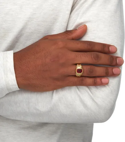 Vista 4 de PalmBeach - Anillo para hombre, chapado en oro amarillo, talla 8 a 16