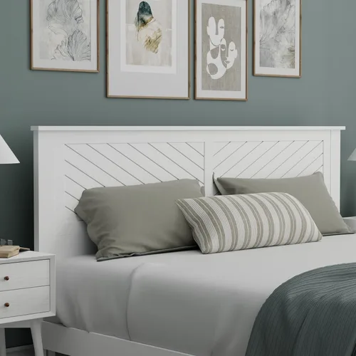 Vista 11 de ComfIQ Serene - Cabecero de panel de madera maciza con puntuación horizontal, tamaño individual, negro, fácil montaje, materiales de calidad