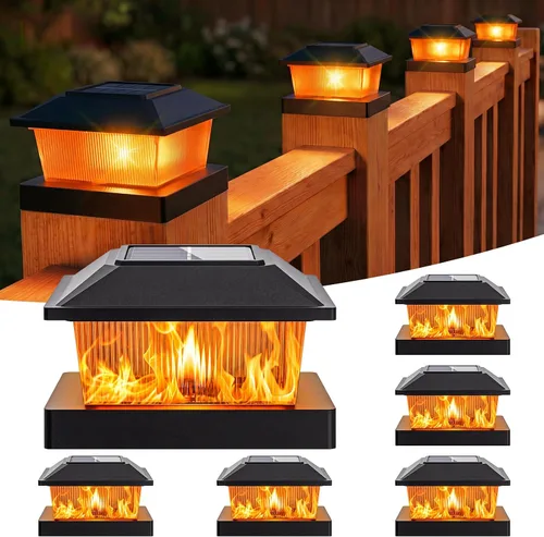 Vista 19 de btfarm Paquete de 8 luces solares para punta de poste al aire libre, 2 modos de color 16 luces LED para postes de valla se ajustan a 4x4 3.5x3.5