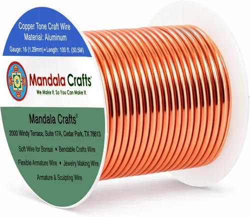 Vista 207 de Mandala Crafts - Alambre de aluminio anodizado de calibre 22 para hacer joyas - 137.2 m de alambre flexible surtido y coloreado - Doble para bonsái