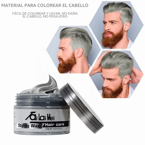 Vista 6 de Cera temporal gris para cabello, 4.23 oz, cera para peinado instantáneo, para fiesta, cosplay, discoteca, bailes de máscaras, Halloween