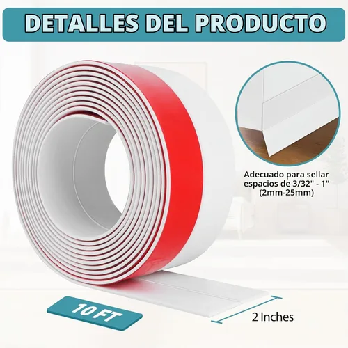 Vista 6 de Burlete Sellador de Corrientes de Aire para Puerta, Tira Selladora de Puerta de Silicona Flexible Autoadhesiva para Puertas de Vidrio, Ventanas