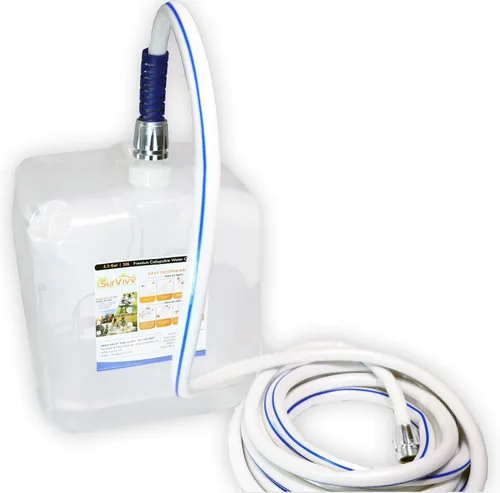 Vista 3 de WaterStorageCube 2 accesorios de conexión de manguera para cubos y bolsas plegables de agua, plástico de grado alimenticio, se adapta a mangueras