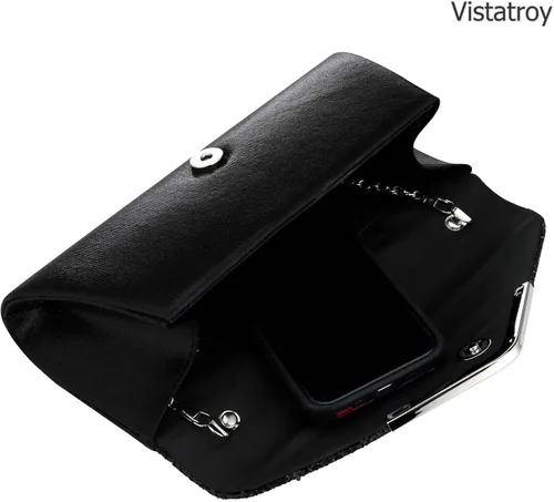 Vista 4 de Bolso de noche con lentejuelas con purpurina para mujer, bolso de mano para fiesta nupcial