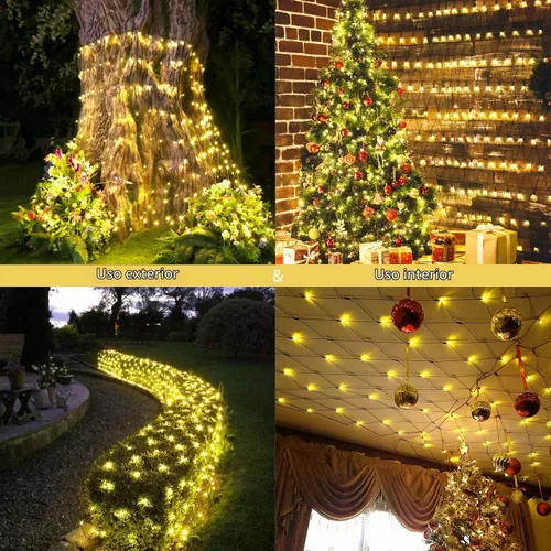 Vista 6 de JMEXSUSS 360 Luces LED de Red de Navidad para Exteriores Impermeables, Conectables de 12 pies x 5 pies, Luces de Red para Exteriores de Malla