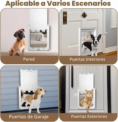 Vista 5 de Puerta de plástico para perro que nunca se oxida con solapa magnética transparente suave y panel de cierre a presión, puerta de mascotas con bloqueo