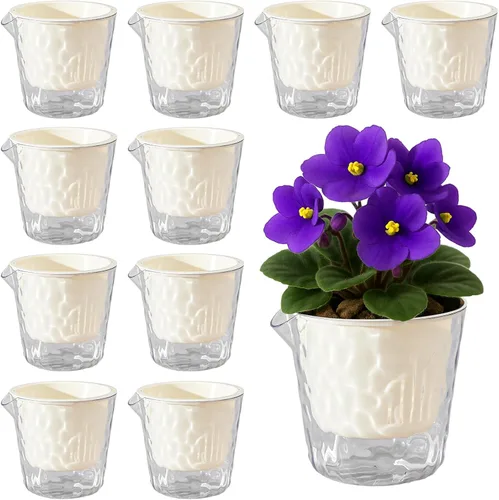Vista 10 de Macetas de 6.5 pulgadas con riego automático para plantas de interior, paquete de 6 unidades, maceta para violeta africana, macetas con riego Blanco